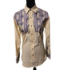 Vintage Mens LS Panhandle Slim Westmoor Western Shirt Purple Snaps Sheplers Sz S